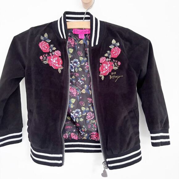 Betsey Johnson Floral Embroidered Bomber Jacket - Picture 1 of 6